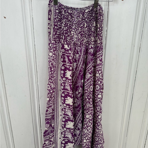 Pants - Purple and White Elephant Print Harem Pants